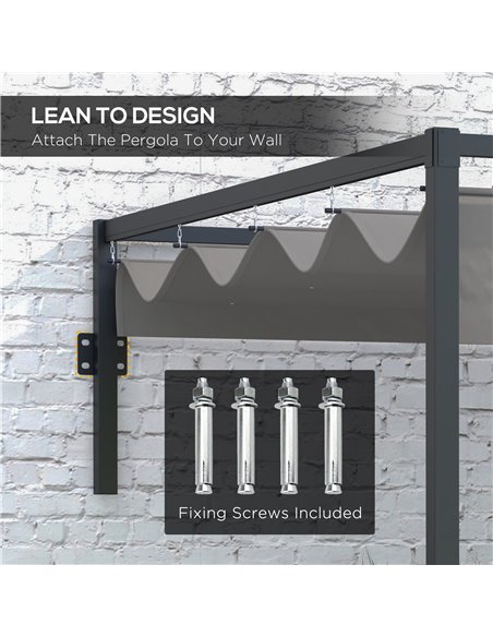 Outsunny 2 x 3(m) Lean To Pergola, Metal Pergola with Retractable Roof for Grill, Garden, Patio, Deck 84C-470V00CG - pic 83336 | FastDaddyshop