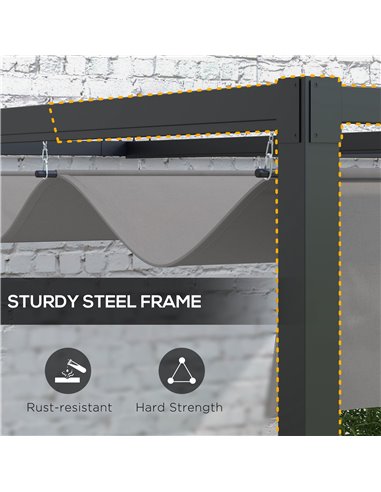 Outsunny 2 x 3(m) Lean To Pergola, Metal Pergola with Retractable Roof for Grill, Garden, Patio, Deck 84C-470V00CG