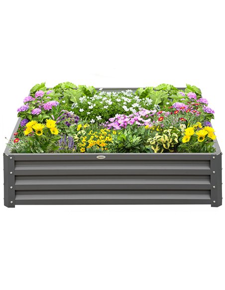 Outsunny 432L Square Raised Garden Bed Box Steel Frame 120 x 120 x 30cm, Light Grey 845-040V01LG - pic 83342 | FastDaddyshop