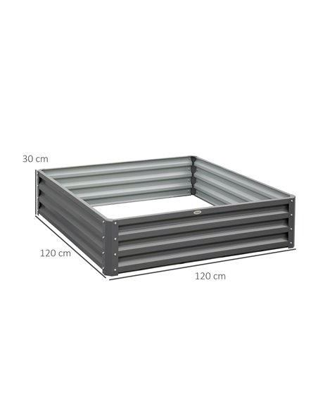 Outsunny 432L Square Raised Garden Bed Box Steel Frame for Vegetables, Flowers and Herbs, 120 x 120 x 30cm, Light Grey 845-040V0 - pic 83344 | FastDaddyshop