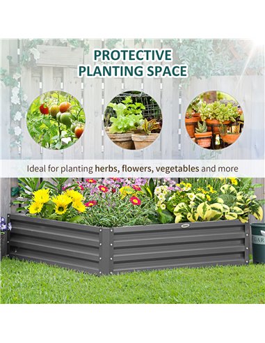 Outsunny 432L Square Raised Garden Bed Box Steel Frame for Vegetables, Flowers and Herbs, 120 x 120 x 30cm, Light Grey 845-040V0