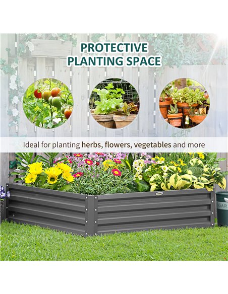 Outsunny 432L Square Raised Garden Bed Box Steel Frame for Vegetables, Flowers and Herbs, 120 x 120 x 30cm, Light Grey 845-040V0 - pic 83345 | FastDaddyshop