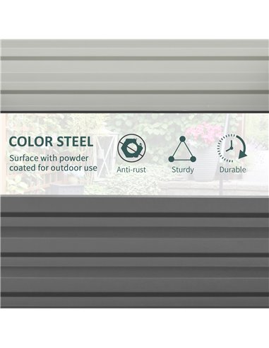 Outsunny 432L Square Raised Garden Bed Box Steel Frame for Vegetables, Flowers and Herbs, 120 x 120 x 30cm, Light Grey 845-040V0