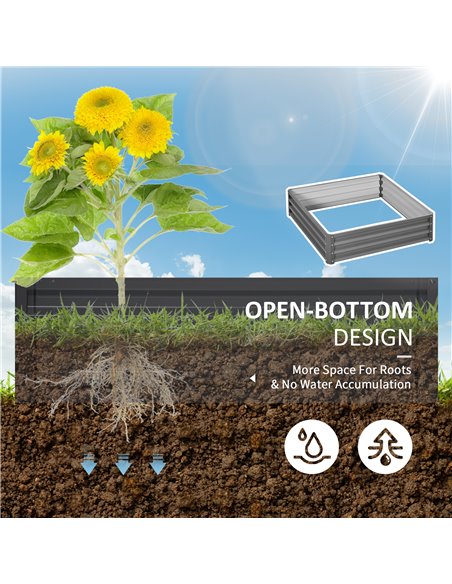 Outsunny 432L Square Raised Garden Bed Box Steel Frame for Vegetables, Flowers and Herbs, 120 x 120 x 30cm, Light Grey 845-040V0 - pic 83347 | FastDaddyshop