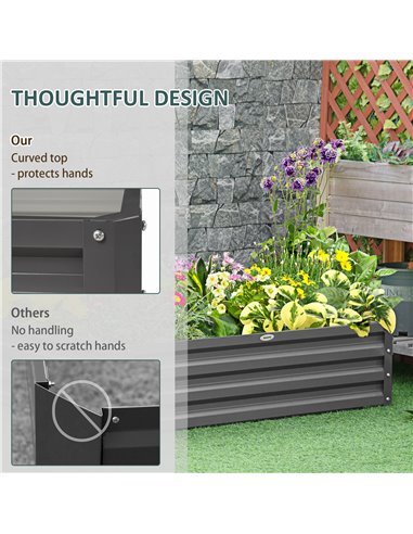 Outsunny 432L Square Raised Garden Bed Box Steel Frame for Vegetables, Flowers and Herbs, 120 x 120 x 30cm, Light Grey 845-040V0