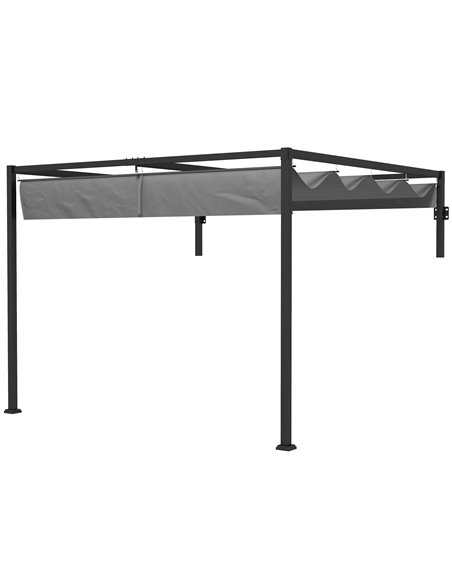Outsunny 3 x 4m Lean To Pergola, Metal Pergola with Retractable Roof, Dark Grey 84C-470V02CG - pic 83351 | FastDaddyshop