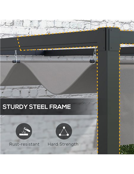 Outsunny 3 x 4m Lean To Pergola, Metal Pergola with Retractable Roof for Grill, Garden, Patio, Deck 84C-470V02CG - pic 83357 | FastDaddyshop