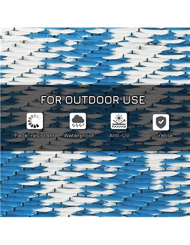 Outsunny Reversible Outdoor Rug, Plastic Straw, Portable with Carry Bag, 182 x 274cm, Blue and Cream