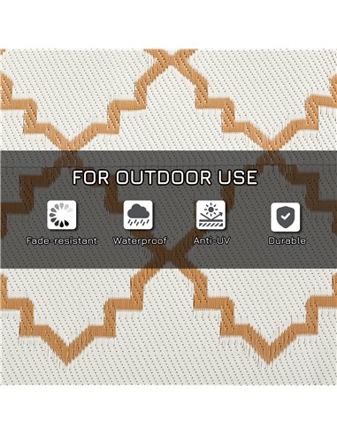 Outsunny Reversible Outdoor Rug, Plastic Straw, Portable with Carry Bag, 182 x 274cm, Brown and Cream
