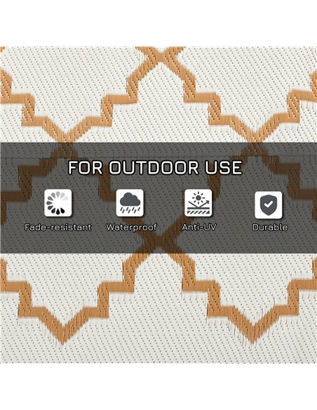 Outsunny Reversible Outdoor Rug, Plastic Straw, Portable with Carry Bag, 182 x 274cm, Brown and Cream - pic 83401 | FastDaddyshop