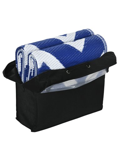 Outsunny Reversible Outdoor Rug, Plastic Straw, Portable with Carry Bag, 182 x 274cm, Blue and White