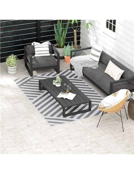 Outsunny Reversible Outdoor Rug, Plastic Straw, Portable with Carry Bag, 182 x 274cm, Grey and Cream - pic 83415 | FastDaddyshop