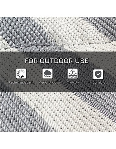 Outsunny Reversible Outdoor Rug, Plastic Straw, Portable with Carry Bag, 182 x 274cm, Grey and Cream