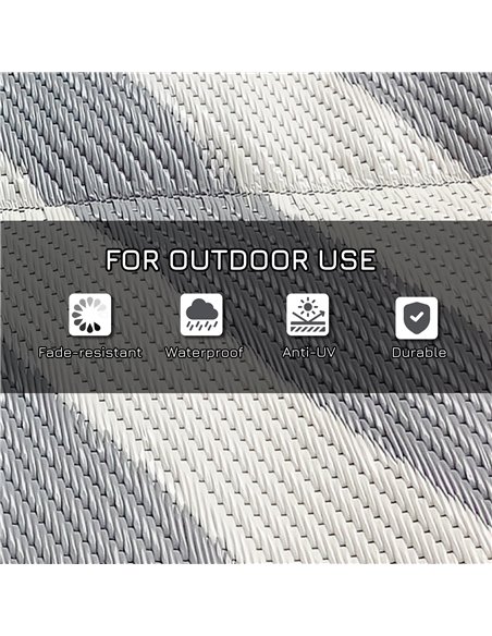 Outsunny Reversible Outdoor Rug, Plastic Straw, Portable with Carry Bag, 182 x 274cm, Grey and Cream - pic 83419 | FastDaddyshop