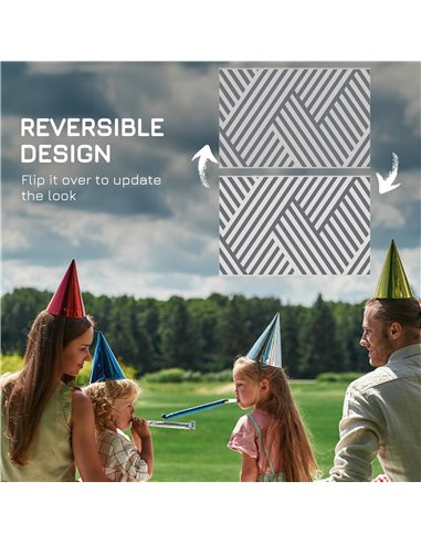 Outsunny Reversible Outdoor Rug, Plastic Straw, Portable with Carry Bag, 182 x 274cm, Grey and Cream