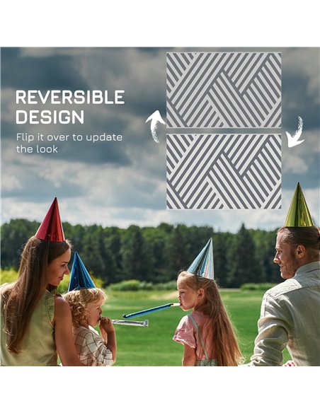 Outsunny Reversible Outdoor Rug, Plastic Straw, Portable with Carry Bag, 182 x 274cm, Grey and Cream - pic 83420 | FastDaddyshop