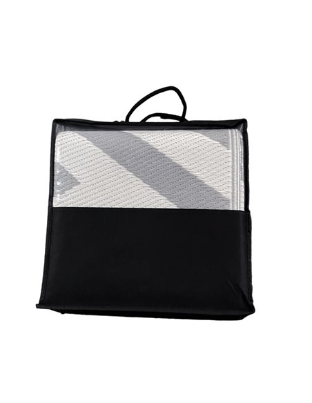 Outsunny Reversible Outdoor Rug, Plastic Straw, Portable with Carry Bag, 182 x 274cm, Grey and Cream - pic 83422 | FastDaddyshop