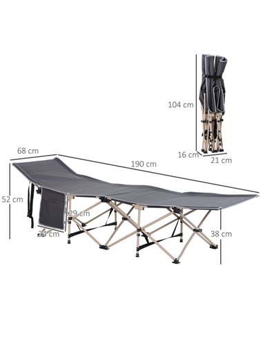 Outsunny Portable Folding Camping Cot, Single Person Sleep Bed, Lightweight with Carry Bag, Ideal for Outdoor Adventures