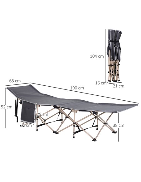 Outsunny Portable Folding Camping Cot, Single Person Sleep Bed, Lightweight with Carry Bag, Ideal for Outdoor Adventures - pic 83425 | FastDaddyshop