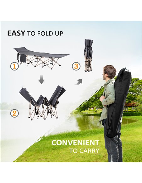 Outsunny Portable Folding Camping Cot, Single Person Sleep Bed, Lightweight with Carry Bag, Ideal for Outdoor Adventures - pic 83426 | FastDaddyshop