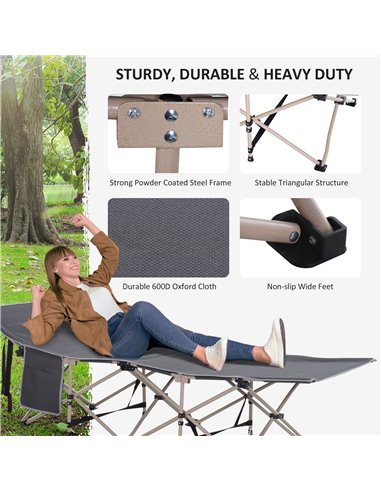 Outsunny Portable Folding Camping Cot, Single Person Sleep Bed, Lightweight with Carry Bag, Ideal for Outdoor Adventures