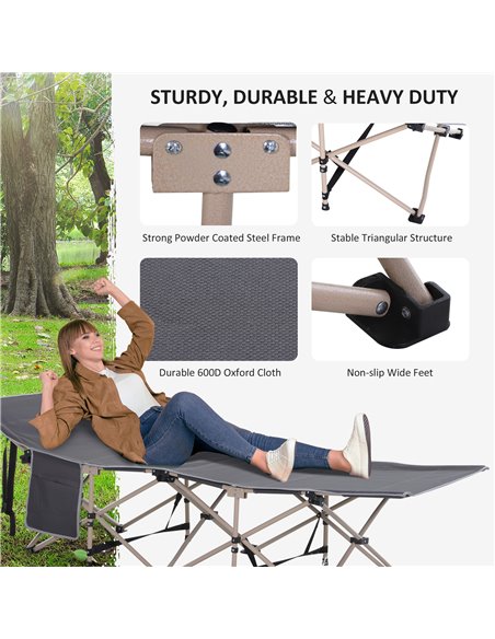 Outsunny Portable Folding Camping Cot, Single Person Sleep Bed, Lightweight with Carry Bag, Ideal for Outdoor Adventures - pic 83427 | FastDaddyshop