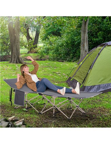 Outsunny Portable Folding Camping Cot, Single Person Sleep Bed, Lightweight with Carry Bag, Ideal for Outdoor Adventures