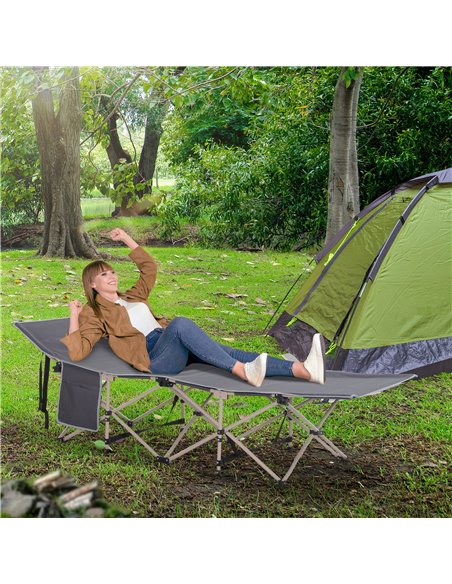Outsunny Portable Folding Camping Cot, Single Person Sleep Bed, Lightweight with Carry Bag, Ideal for Outdoor Adventures - pic 83431 | FastDaddyshop