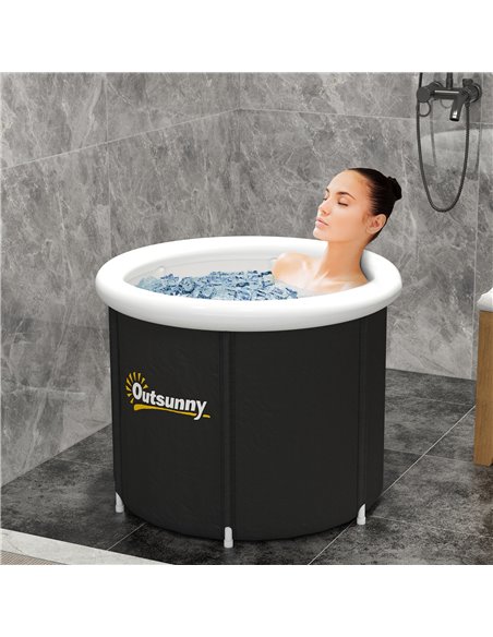 Outsunny Cold Plunge Tub, Portable Ice Bath Cold Water Therapy Tub with Thermo Lid, for Athletes Polar Recovery, Black - pic 83433 | FastDaddyshop