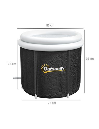 Outsunny Cold Plunge Tub, Portable Ice Bath Cold Water Therapy Tub with Thermo Lid, for Athletes Polar Recovery, Black