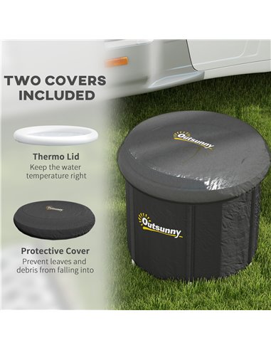 Outsunny Cold Plunge Tub, Portable Ice Bath Cold Water Therapy Tub with Thermo Lid, for Athletes Polar Recovery, Black