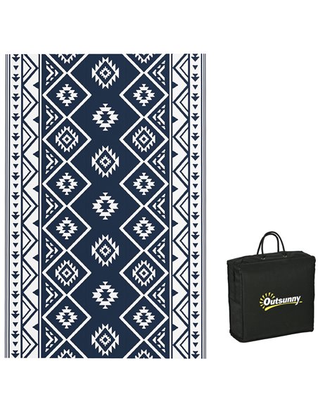 Outsunny Reversible Outdoor Rug with Carry Bag, 182 x 274cm, Dark Blue and White 844-789V00MX - pic 83441 | FastDaddyshop