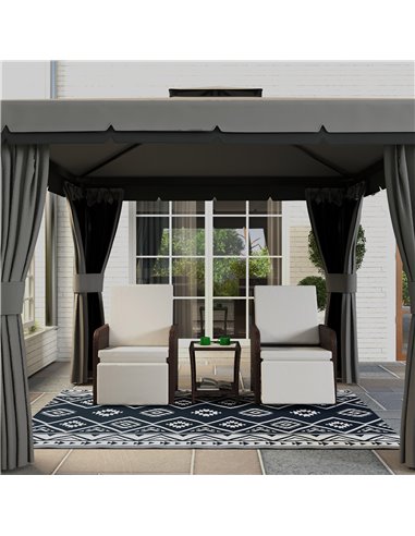 Outsunny Reversible Outdoor Rug, Plastic Straw, Portable with Carry Bag, 182 x 274cm, Dark Blue and White
