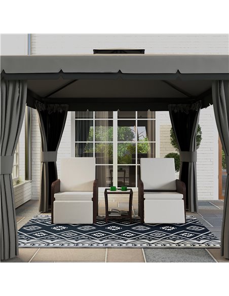 Outsunny Reversible Outdoor Rug, Plastic Straw, Portable with Carry Bag, 182 x 274cm, Dark Blue and White - pic 83449 | FastDaddyshop