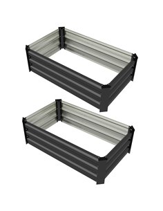 Outsunny Galvanised Raised Beds for Garden Set of 2, Dark Grey 84H-103V00CG