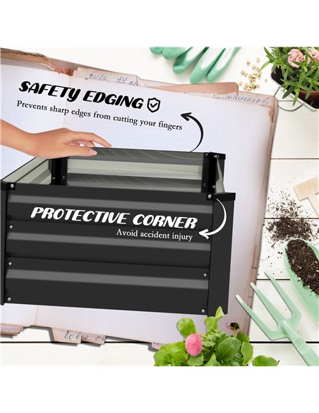 Outsunny Galvanised Raised Beds for Garden Set of 2, Outdoor Elevated Planter Box, Easy-to-assemble, for Growing Flowers, Herbs  - pic 83473 | FastDaddyshop