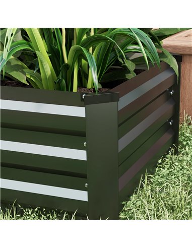 Outsunny Galvanised Raised Beds for Garden Set of 2, Outdoor Elevated Planter Box, Easy-to-assemble, for Growing Flowers, Herbs 