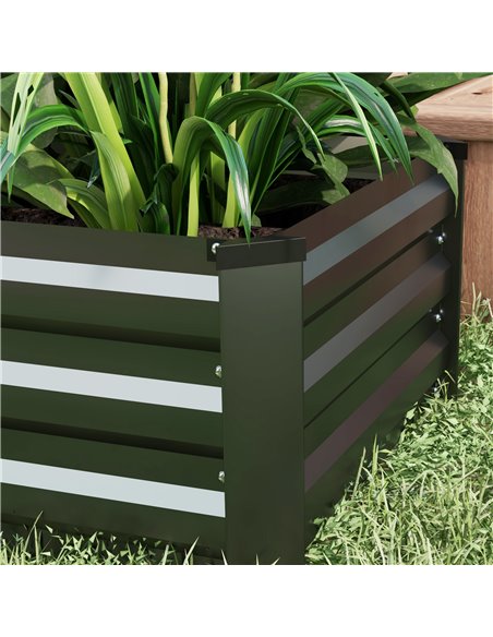 Outsunny Galvanised Raised Beds for Garden Set of 2, Outdoor Elevated Planter Box, Easy-to-assemble, for Growing Flowers, Herbs  - pic 83476 | FastDaddyshop