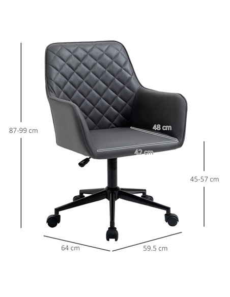 Vinsetto Swivel Office Chair Leather-Feel Fabric Home Study Leisure with Wheels, Grey - pic 8353 | FastDaddyshop
