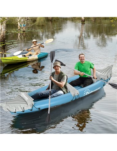 Outsunny Inflatable Kayak, Two-Person Inflatable Canoe Boat Set with Air Pump, Aluminium Oars, 318 x 80 x 50cm - Blue A31-006V01