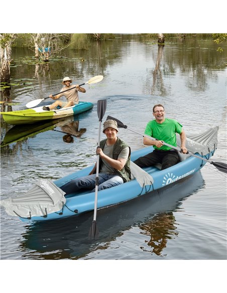 Outsunny Inflatable Kayak, Two-Person Inflatable Canoe Boat Set with Air Pump, Aluminium Oars, 318 x 80 x 50cm - Blue A31-006V01 - pic 83532 | FastDaddyshop