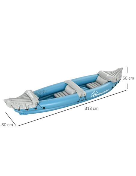 Outsunny Inflatable Kayak, Two-Person Inflatable Canoe Boat Set with Air Pump, Aluminium Oars, 318 x 80 x 50cm - Blue A31-006V01 - pic 83533 | FastDaddyshop