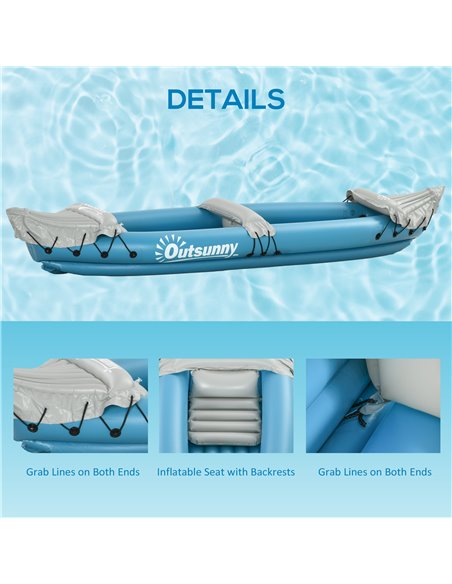 Outsunny Inflatable Kayak, Two-Person Inflatable Canoe Boat Set with Air Pump, Aluminium Oars, 318 x 80 x 50cm - Blue A31-006V01 - pic 83535 | FastDaddyshop
