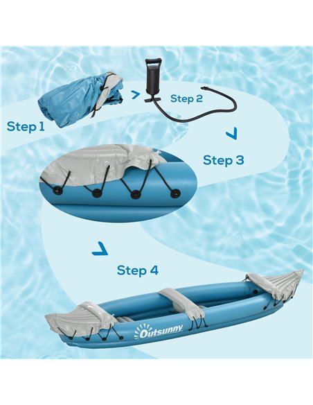 Outsunny Inflatable Kayak, Two-Person Inflatable Canoe Boat Set with Air Pump, Aluminium Oars, 318 x 80 x 50cm - Blue A31-006V01 - pic 83536 | FastDaddyshop