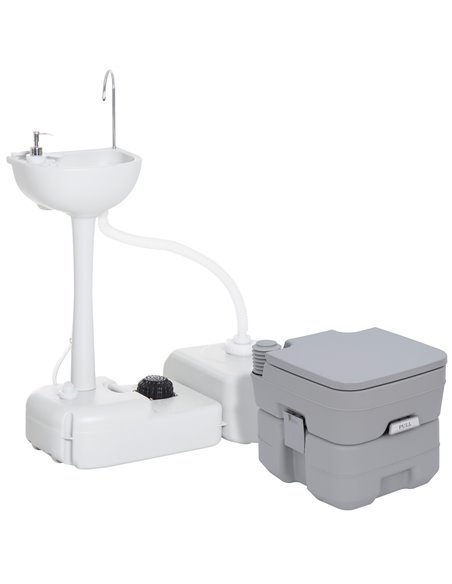 Outsunny Portable Toilet and Camping Sink Set, Grey A20-P001 - pic 83540 | FastDaddyshop