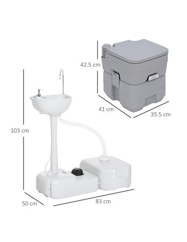 Outsunny Portable Toilet and Camping Sink Set with Fresh and Waste Tank, Wastewater Recycled Set for Outdoor Events A20-P001