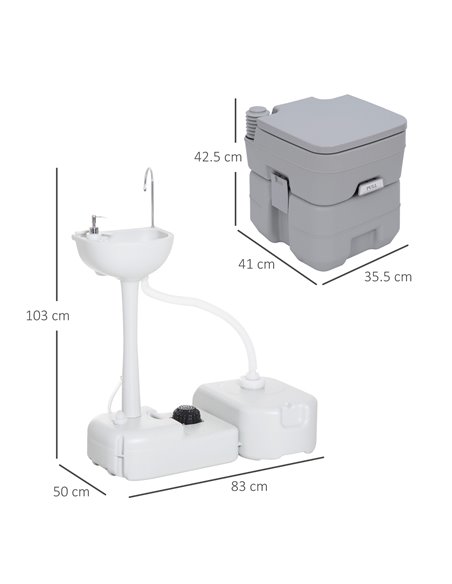 Outsunny Portable Toilet and Camping Sink Set with Fresh and Waste Tank, Wastewater Recycled Set for Outdoor Events A20-P001 - pic 83542 | FastDaddyshop