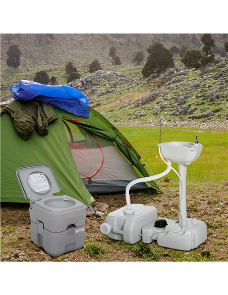 Outsunny Portable Toilet and Camping Sink Set with Fresh and Waste Tank, Wastewater Recycled Set for Outdoor Events A20-P001 - pic 83548 | FastDaddyshop