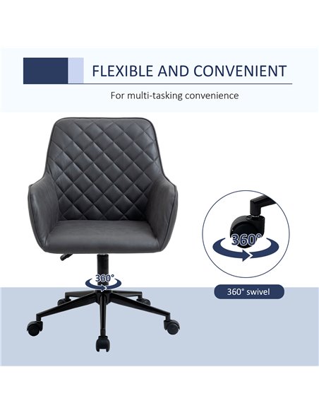 Vinsetto Swivel Office Chair Leather-Feel Fabric Home Study Leisure with Wheels, Grey - pic 8355 | FastDaddyshop
