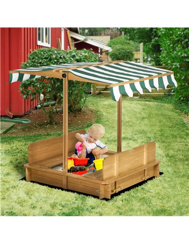 Outsunny Wooden Sandpit with Adjustable Canopy Light Brown 343-029V00LR